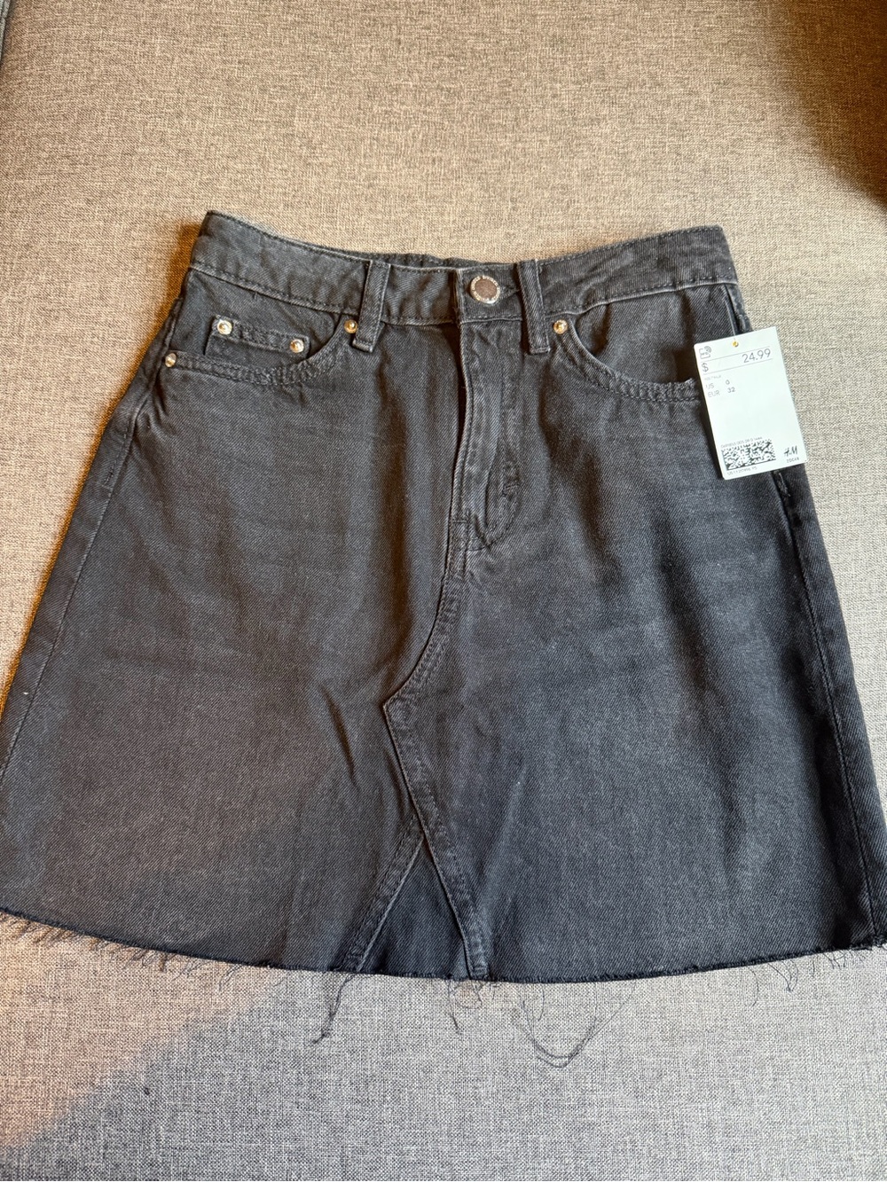 H&M Black Denim A-Line Mini Skirt